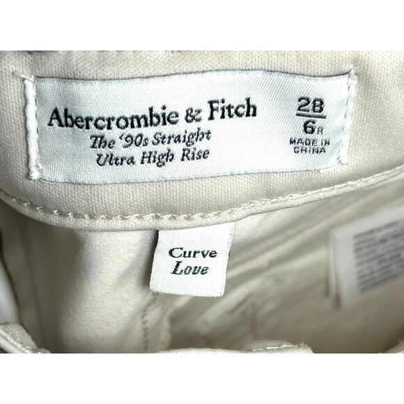 Abercrombie A & F The 90's Straight Ultra High Rise Cream Jeans Curve Love 28/6 - Picture 7 of 11